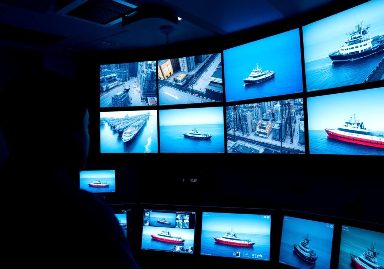 Sistema de monitoramento visual 24 horas para segurança portuária
